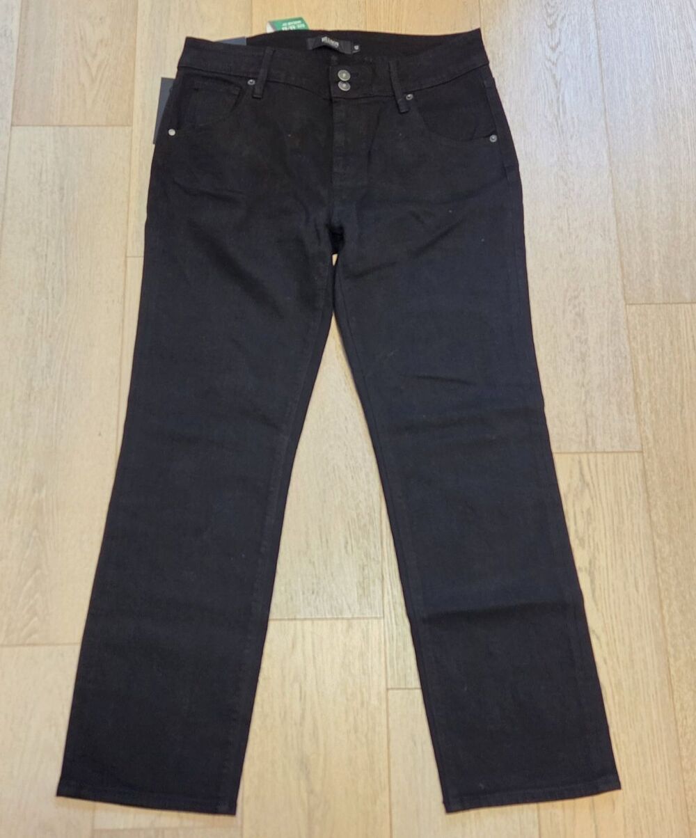 NWT Hudson Jeans Womens 12 Black Mid Rise Straight Leg 29 Inseam Flap Pocket - Picture 3 of 11
